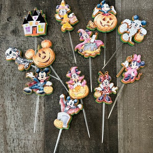 Halloween Mickey Mouse Cupcake Topper Party Decor Mickey Mouse party Halloween Minnie Mouse Halloween Kids Party Cupcake Toppers Soooky
