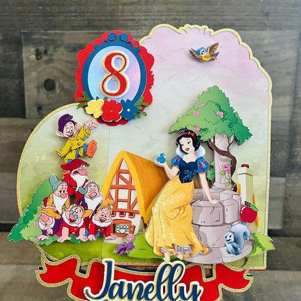 Snow White Cake Topper Snow White Party Party Decorations, girls birthday snow white cupcake toppers