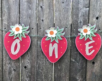 Strawberry First Birthday Banner: Handmade Berry Party Decor