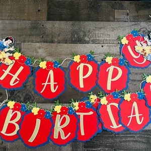 Snow White Banner Snow White Party Party Decorations, girls birthday snow white cupcake toppers Snow White Cake Topper Princess Snow White