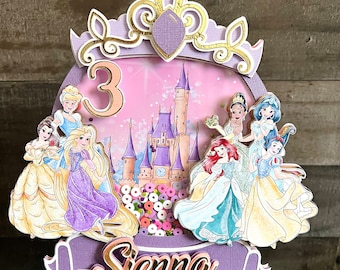 Disney Princess Cake Topper Princess Party Decoration Princess birthday girl Cake topper Castle Party Girl Party decor Birthday Keepsake