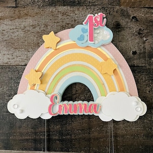 Rainbow Cake Topper Baby Birthday, Party Decorations, Girl birthday Party,, cake Topper, First Birthday nurcery