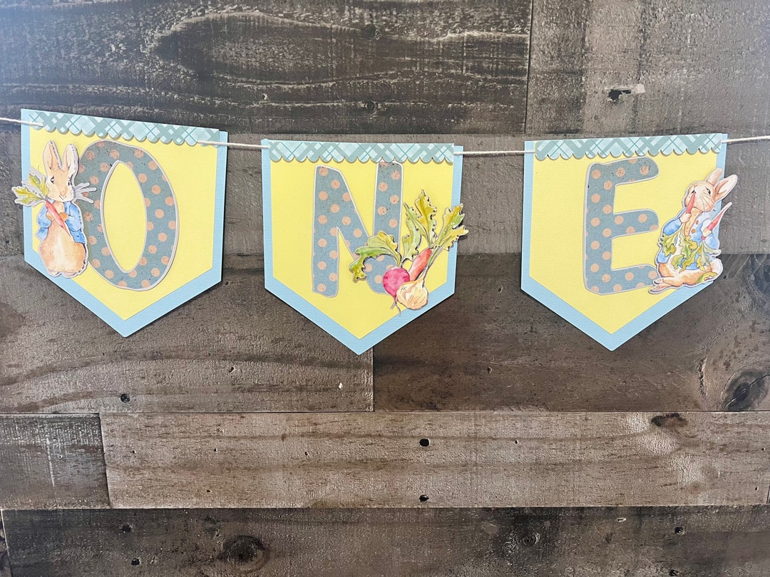 Rabbit Banner, Party Decorations, Boy Birthday Party, Rabbit Party, 3D ...