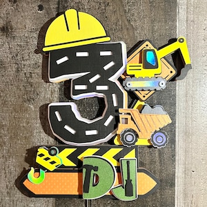 Construction Truck Cake Topper: Handmade Birthday Party Decoration