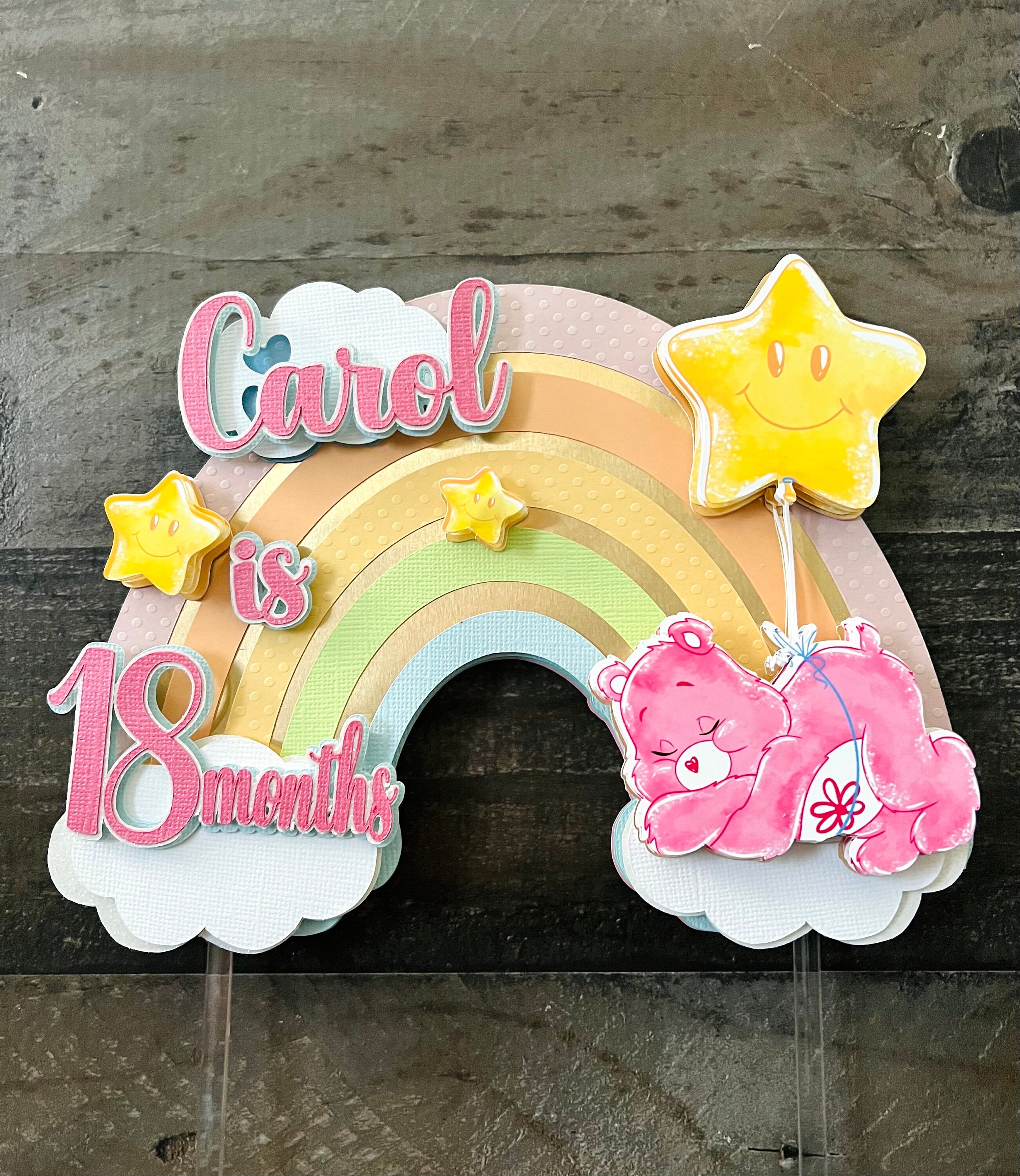 Rainbow Cake Topper Care Bears Rainbow Cake Topper Birthday Party Decorations Girl birthday Party cake Topper First Birthday