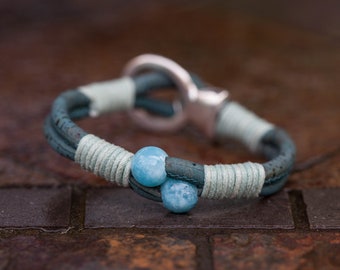 Blue Quartz - Signature bracelet - Vegan bracelet - throat chakra bracelet - Handmade Gift - Handwoven