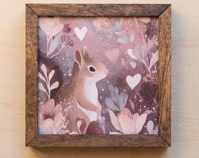 Rustic Valentine Wood Sign | Watercolor Heart Art | Farmhouse Gift for Her | Love Home Accent | 5.5 inch Square Decor