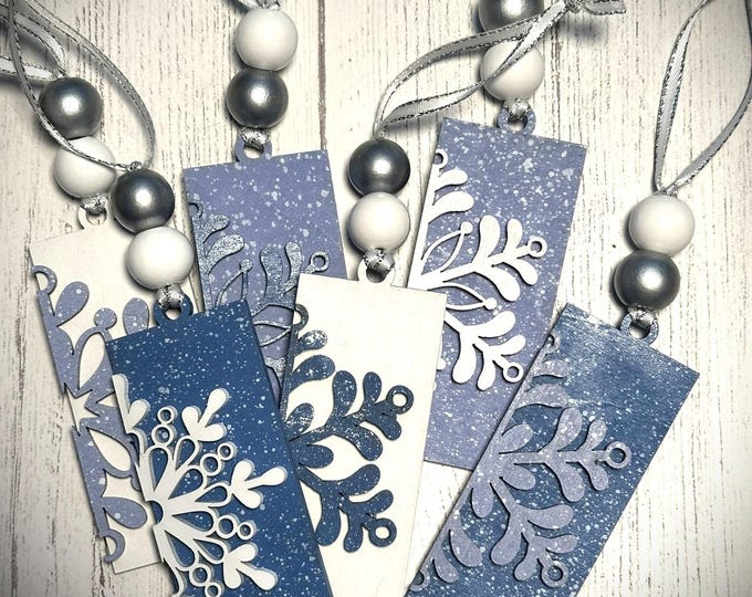 Set of 3 + Elegant Snowflake Christmas Ornaments Wooden Winter Ornaments with Bead Accents, Assorted Colors, Bulk Options Available