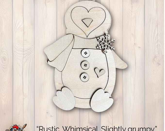 DIY Penguin Ornament – Unpainted Wood Craft, Winter Christmas Decor, Paintable Layered Ornament, No-Glue Option, Kids & Adult Craft