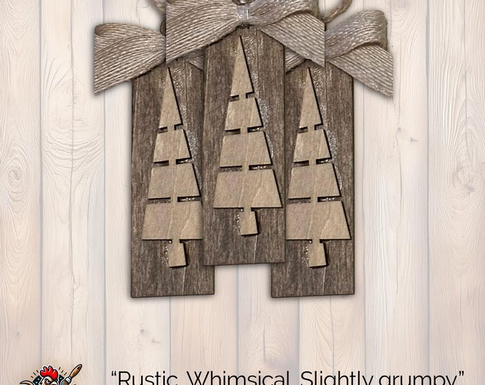 Rustic Dark Brown  Ornament, Wood Holiday Decor, wooden tree ornament, rustic christmas ornament, Single or Bulk Qty