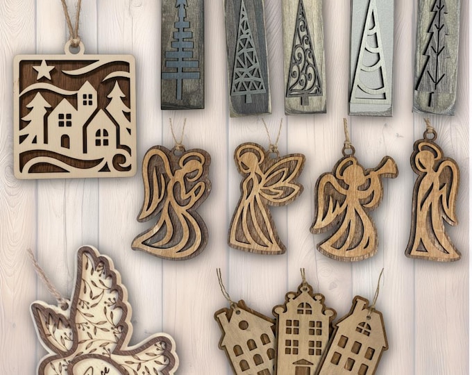 Bulk Christmas Ornaments • Choose Style: Trees, Angels, Houses, Doves, Winter Scene • Wholesale Holiday Gifts 50–200+