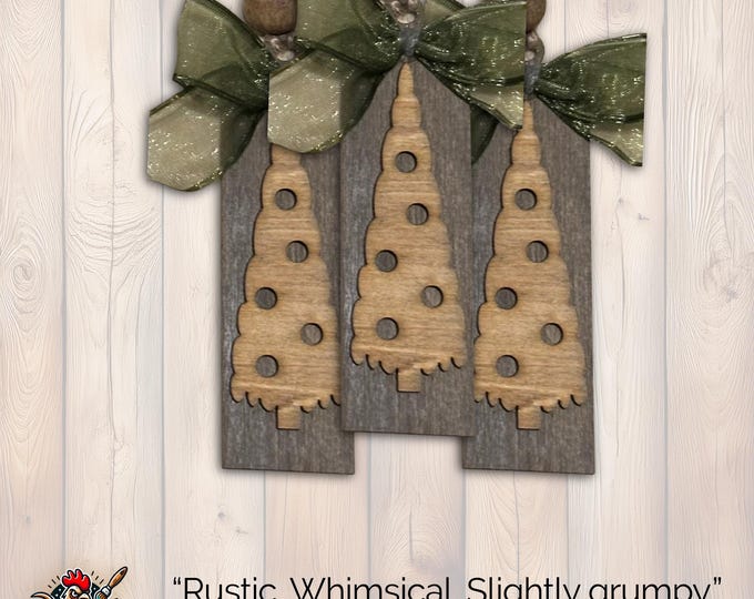 Minimalist Dark Brown  Ornament, Wood Holiday Decor, handmade holiday ornament, rustic farmhouse ornament, Single or Bulk Qty