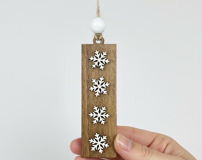 Rustic Wooden Snowflake Tag - Handmade Farmhouse Gift Tag, Bookmark, Stocking Tag, Ornament, Bulk Wood Holiday Craft Embellishment