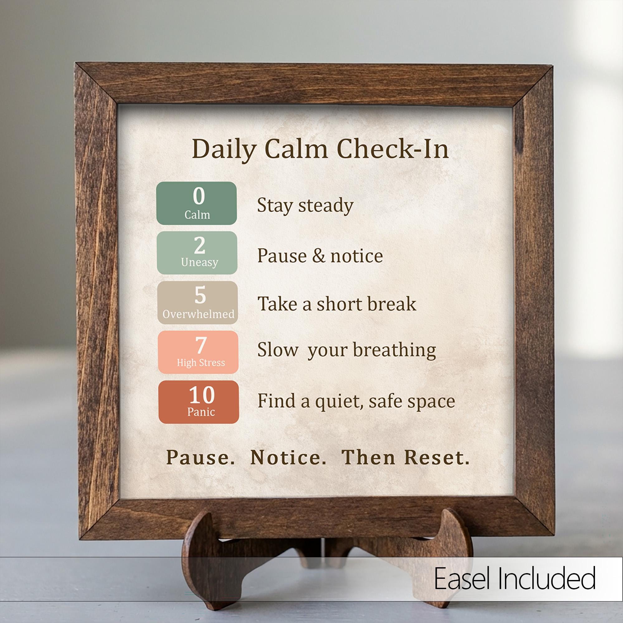 Calm Check Daily Calm Check-in Sign | Anxiety Scale, Mental Health Decor, Rustic ...