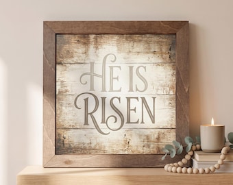 He is Risen Framed Christian Art, Easter Wall Decor, Christian Gift, Religious Wall Art, Scripture Decor, Faith Home Decor, Easter Decor