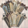 Rustic Christmas Tree Ornaments - Grays and Browns Stained Vintage Single or Bulk Winter Tree Holiday Ornament Handcrafted Bulk Wholesale