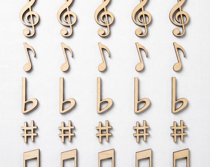 Unfinished MUSIC Wood Shape Cutout | DIY Craft Blank | Natural Wood Laser Cut Shape | Ornament, Tag, Decor Supply
