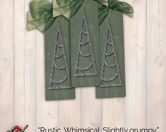 Vintage Rustic Green  Ornament, Wood Holiday Decor, rustic christmas ornament, christmas tree decoration, Single or Bulk Qty