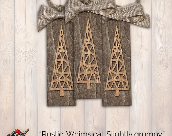 Farmhouse Brown  Ornament, Wood Holiday Decor, woodland holiday decor, rustic tree decor, Single or Bulk Qty