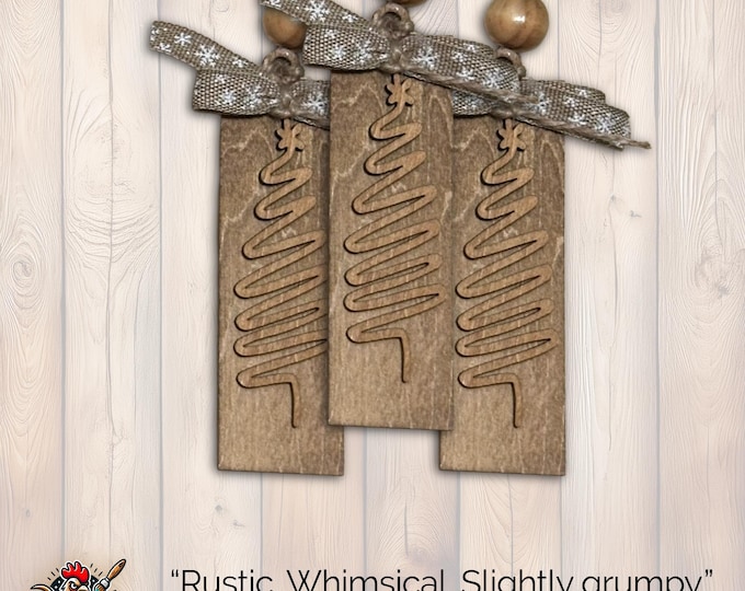 Minimalist Brown Barn-Style Ornament, Wood Holiday Decor, rustic handmade gift, christmas gift idea, Single or Bulk Qty