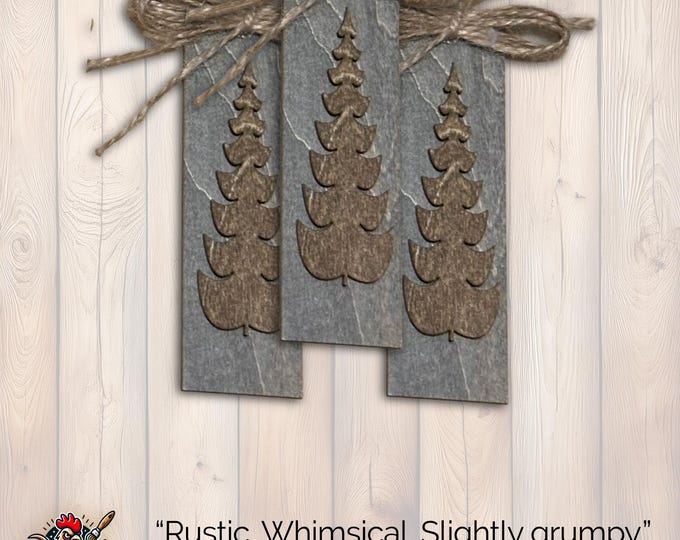 Rustic Gray Rustic Winter Ornament, Wood Holiday Decor, rustic tree decor, natural wood ornament, Single or Bulk Qty