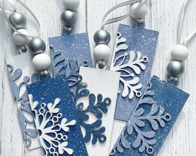 Set of 3 + Elegant Snowflake Christmas Ornaments Wooden Winter Ornaments with Bead Accents, Assorted Colors, Bulk Options Available
