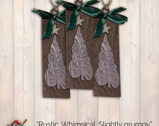 Vintage Dark Brown  Ornament, Wood Holiday Decor, natural wood ornament, modern rustic ornament, Single or Bulk Qty