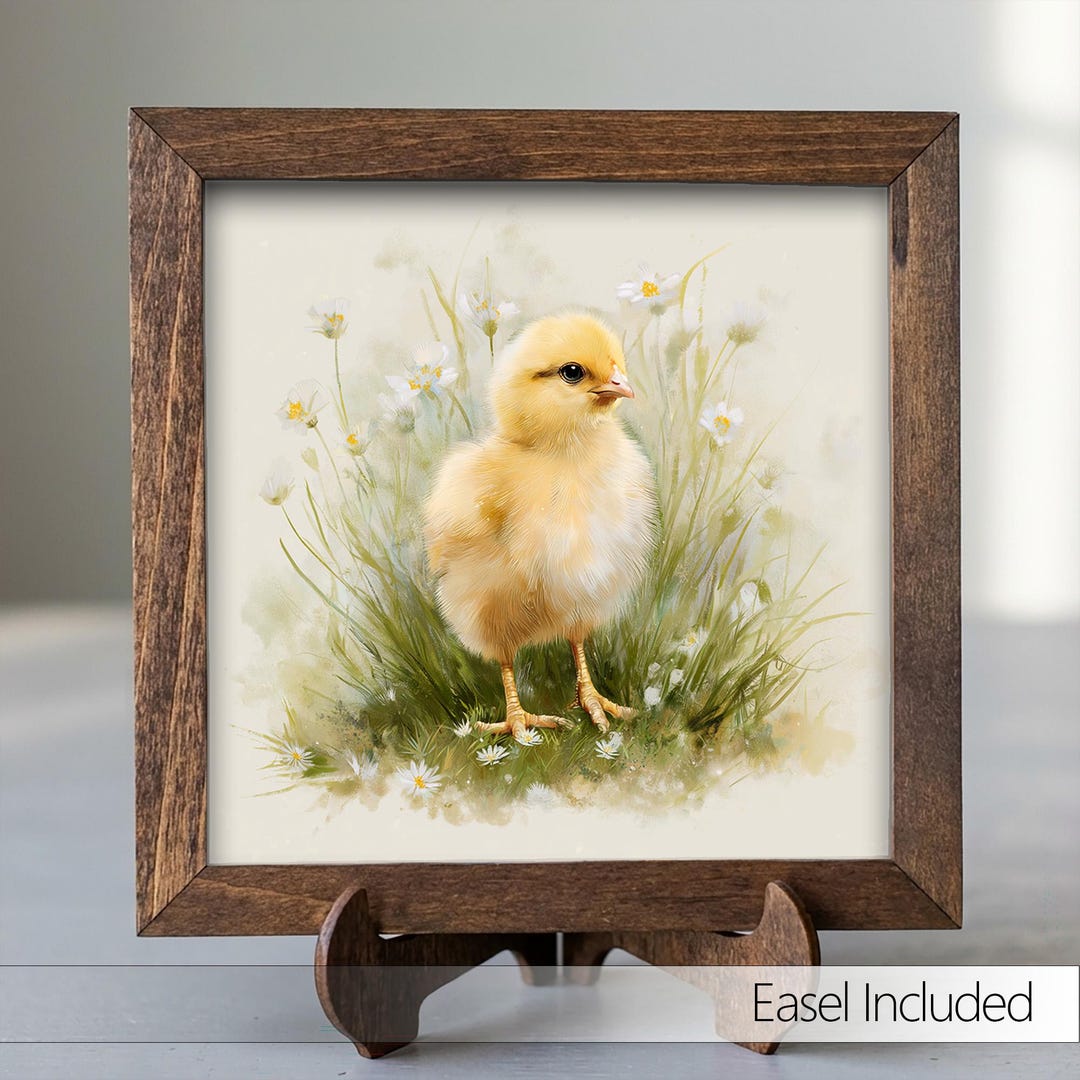 Rustic Chick Baby Chick Framed Art | Rustic Farmhouse Spring Nursery Decor - Etsy