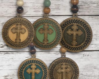 Cross Christmas Tree Ornaments - Beautiful Wood Christian Religious Decoration Single or Bulk Tree Holiday Ornament Finished Handcrafted