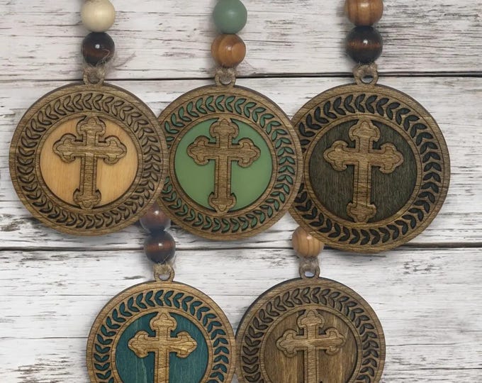 Cross Christmas Tree Ornaments - Beautiful Wood Christian Religious Decoration Single or Bulk Tree Holiday Ornament Finished Handcrafted