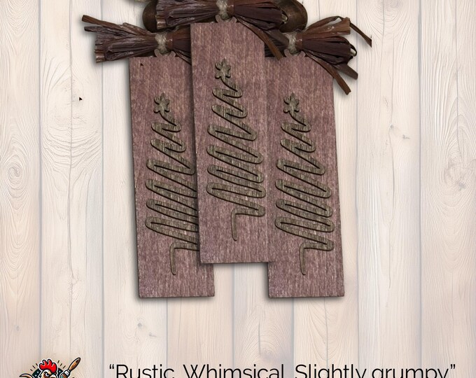 Woodland Red Brown Simple Handmade Holiday Ornament, Wood Holiday Decor, holiday stocking stuffer, rustic handmade gift, Single or Bulk Qty