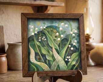 Lily of the Valley Framed Art Print | Woodland Botanical Easel Sign