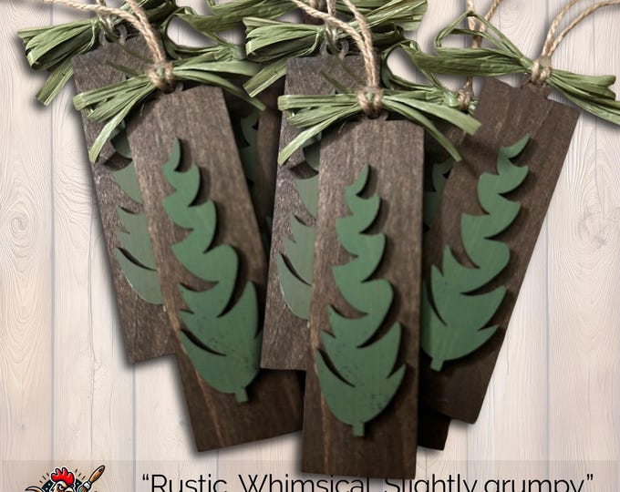 Rustic Christmas Ornaments – Set of 6 – Farmhouse Wood Tree Décor, Handmade Xmas Decorations, Rustic Holiday Décor Gift Set, Company Gift