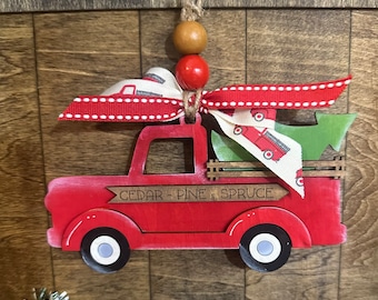 Handmade Red Truck Christmas Ornament – Rustic Holiday Tree Decoration