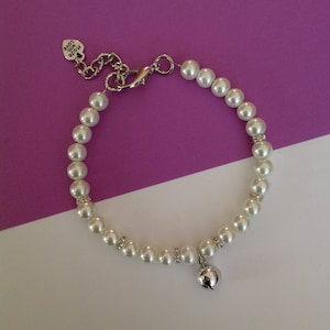 Collar de perlas para mascotas, joyería para perros y gatos, collar de perlas, joyería para mascotas, dije con cascabeles brillantes, collar para mascotas, accesorios elegantes para mascotas