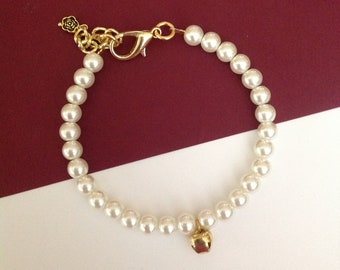 Elegant Pearl Pet Collar Necklace Ivory Pearl Dog Cat Jewelry Beaded Pet Accessory Cute Jingle Bell Bling