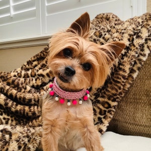Fancy Pet Collar Pink Pearl Bling Dog Cat Collar Girly Girl Pink Collar Necklace Dog Cat Fashion Puppy Collar Cute Hot Pink Pet Accessory