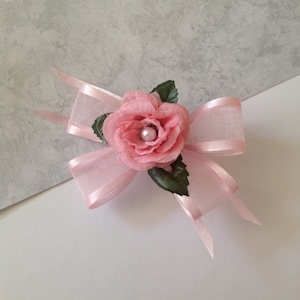 Fancy Pet Hair Bow Girl Dog Hair Bow Flower and Pearl Pet Bow Tie Pink Ribbon Flower Pet Bow Dog Wedding Bridal Pet Bow Luxury Pet Accessory