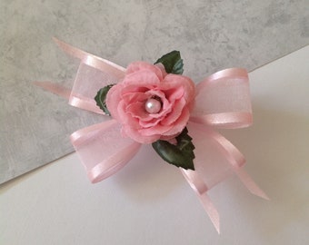 Fancy Pet Hair Bow Girl Dog Hair Bow Flower and Pearl Pet Bow Tie Pink Ribbon Flower Pet Bow Dog Wedding Bridal Pet Bow Luxury Pet Accessory