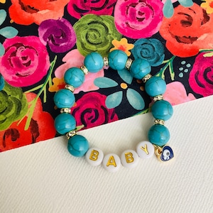 Turquoise Baby Bracelet Gemstone Beaded Bracelet Boy Girl Baby Toddler little Kids Jewelry Gift Idea for Babies Natural Stone Kid Bracelet