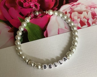 Personalized Dog Cat Collar Name Necklace White or Ivory Pearl Pet Jewelry Girl Boy Beaded Collar