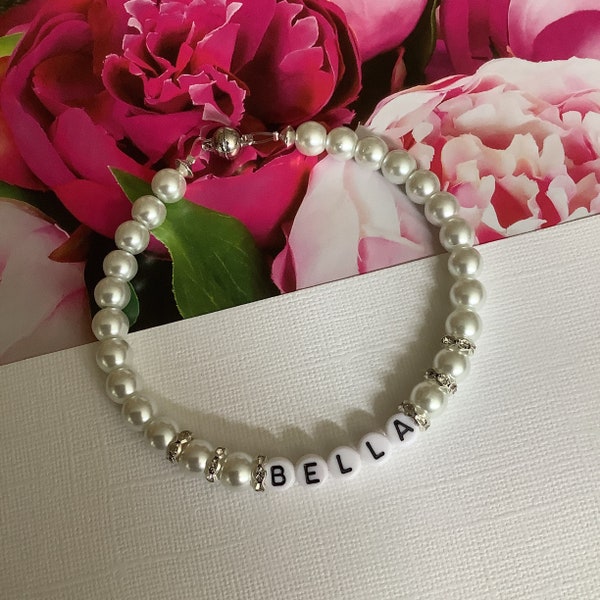 Personalisierte Perle Hund Katze Halsband Halskette Weiß oder Elfenbein Perle Haustier Schmuck Perlen Mädchen Junge Hund Katze Halsband mit Haustier Name Break Away Halsband