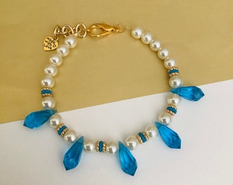 Elegante Perle & Kristall Hund Katze Schmuck Perlen Perle Haustier Kragen Halskette Schöne Blau Akzent Phantasie Hund Katze Zubehör