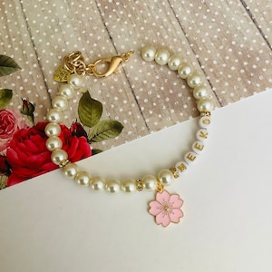 Personalized Dog Cat Collar Necklace Flower Charm Bling White Ivory Pearl Pet Jewelry Elegant Pet Collar Puppy Collar Luxury pet Accessories