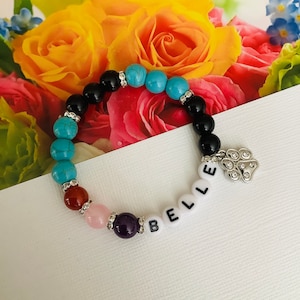 Personalized Pet Memorial Bracelet Remembrance Bracelet Dog Cat Amethyst Rose Quartz Carnelian Obsidian Turquoise Gemstone Bracelet Jewelry
