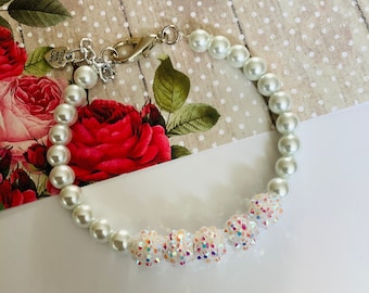 Elegante Perlenhalskette für Haustiere, Brautschmuck für Hunde und Katzen, personalisiertes Perlenhalsband für Welpen, luxuriöse Haustieraccessoires