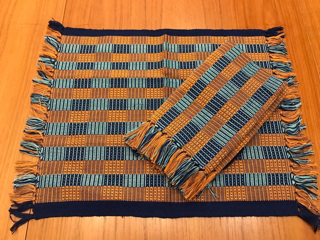 Placemats set of 3 Guatemalan 100 Cotton, Hand Spun, Hand Dyed & Hand