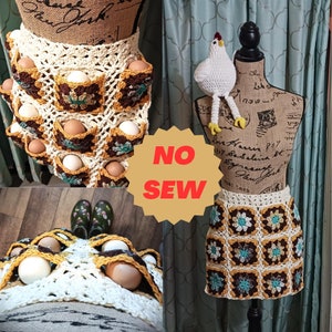 Boho Granny Square Egg Gathering Apron, Egg Apron,  Crochet Pattern, No Sew Crochet Pattern, Hands Free Egg Collecting Apron, Gift for Her