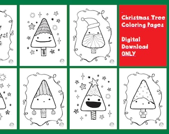 Christmas Tree Coloring Pages, Christmas Printables, Christmas Activities, Printable Coloring Pages,  DIGITAL download