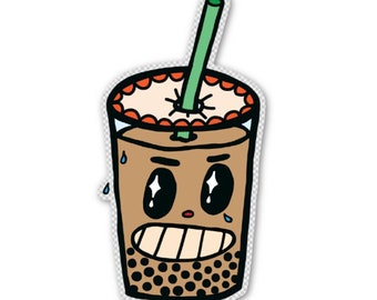 Angry Boba Sticker - Waterproof, weatherproof, vinyl sticker on a transparent background